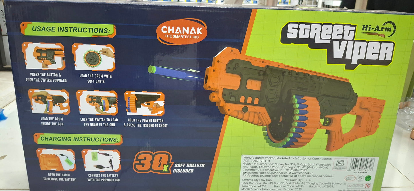 Street Viper Toy Blaster Gun – Soft Bullet Dart Shooting Toy for Kids