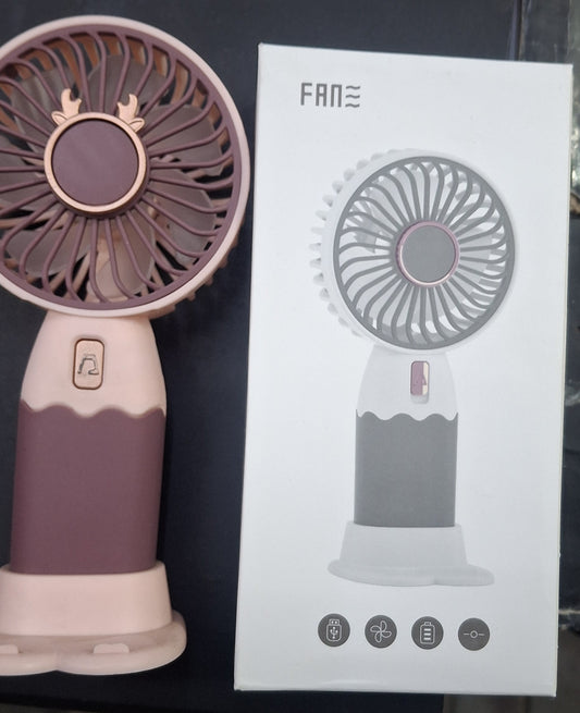 Rechargeable Mini Handheld Fan with Base Stand – Portable USB Cooling Fan