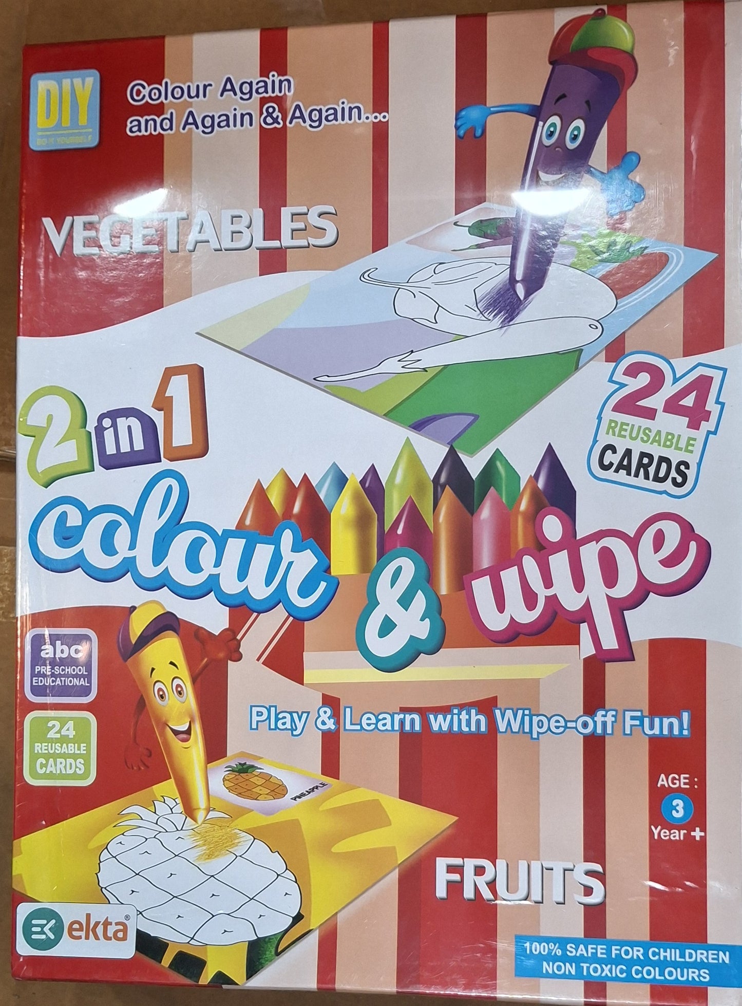 Ekta 2-in-1 Colour and Wipe – Reusable Educational Activity Set for Kids