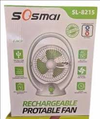 Sosmai 6-Inch Rechargeable Table Fan with LED Ring Light – Portable Desk Fan