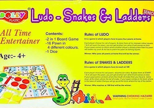 Premium 2-in-1 Ludo and Snakes & Ladders Board Game(Senor edition) – Durable Plastic Finish
