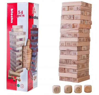 Classic Wooden Tumble Tower Game – Premium Stacking Blocks for Kids and Adults (Jenga Style)