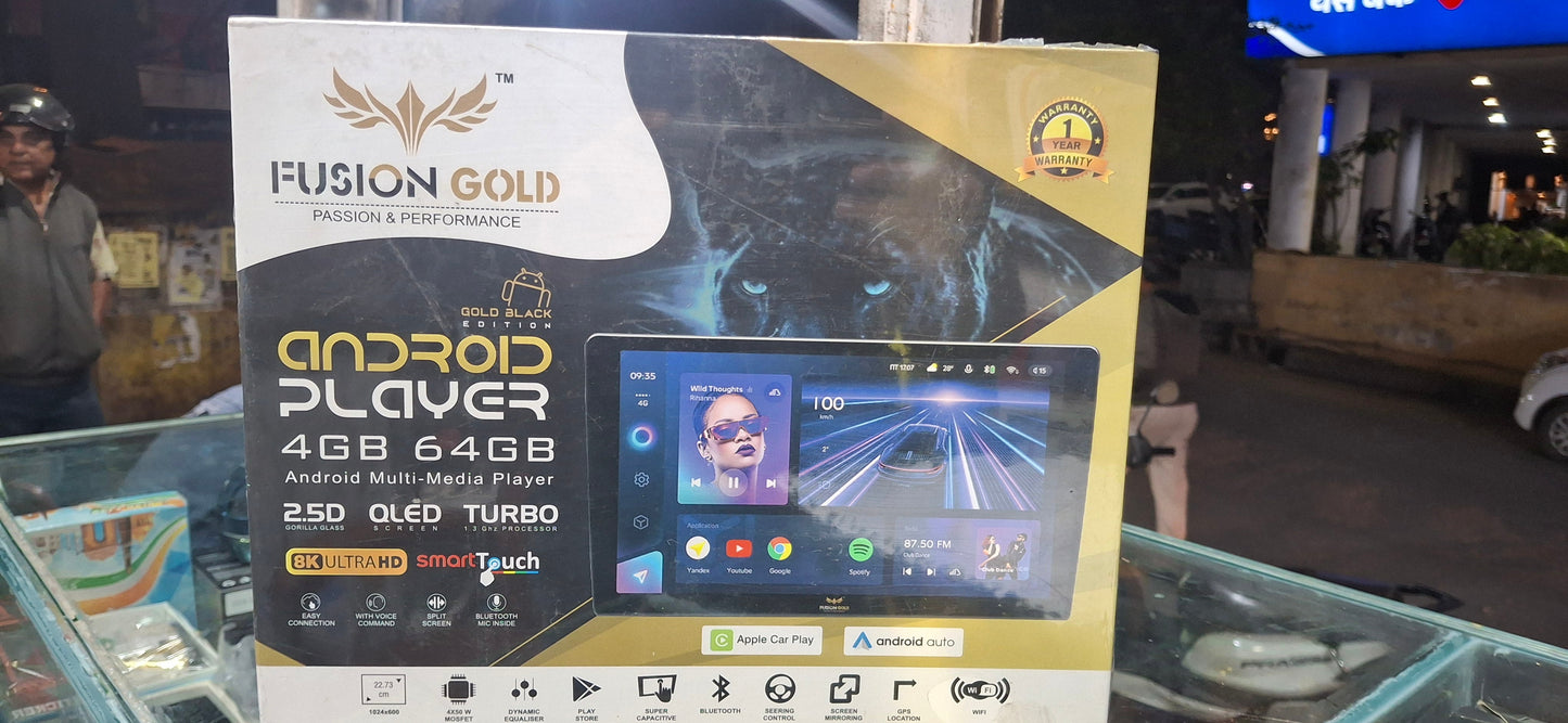 Fusion Gold Android Car Play (4GB RAM | 64GB Storage | Ultra HD QLED-Style Display)