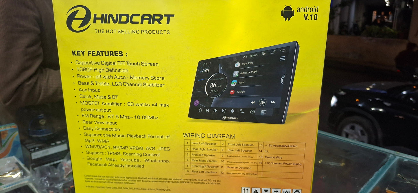 Hindcart Android Car System (2GB RAM | 32GB Storage | 1080p HD Display)