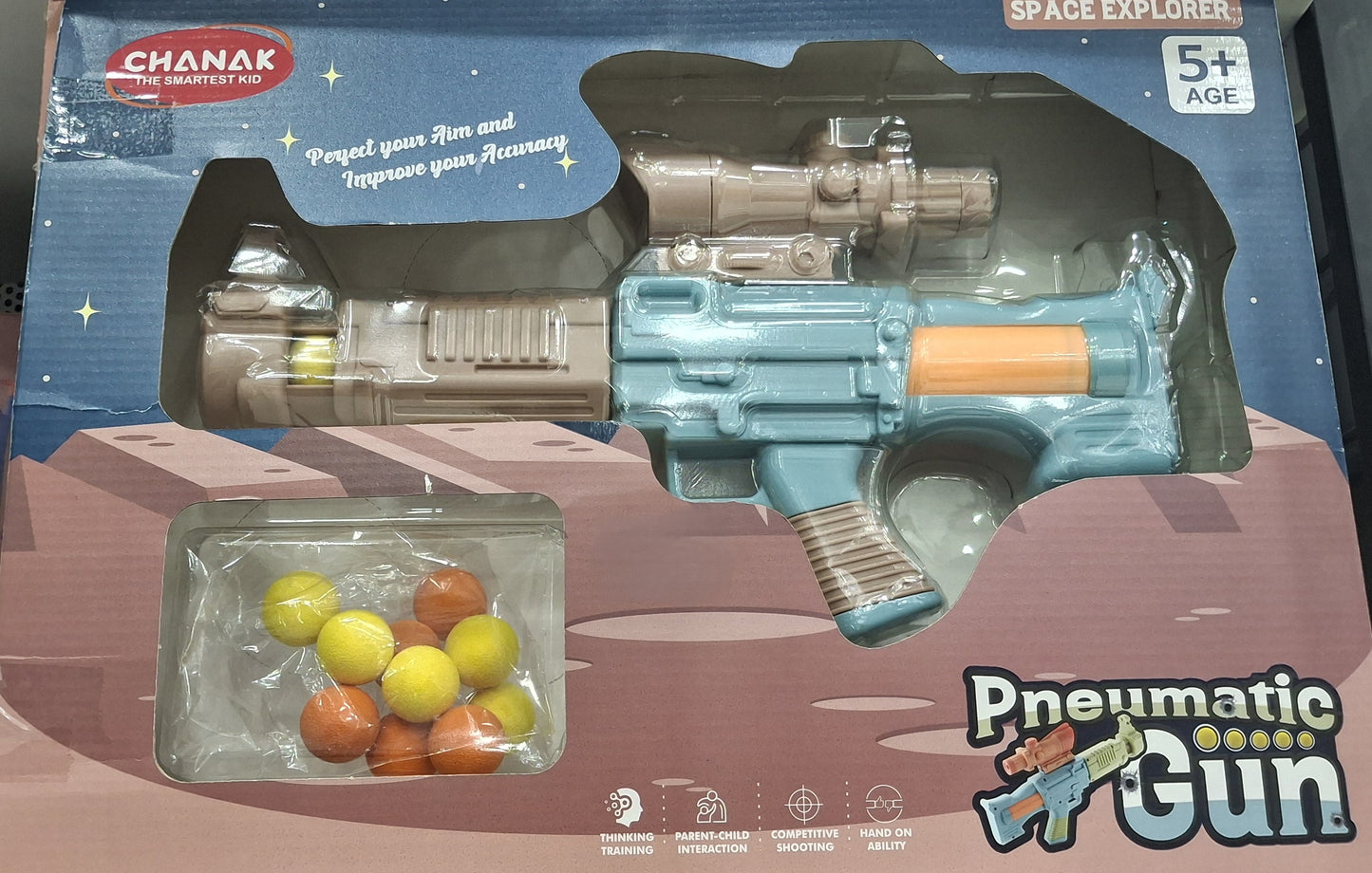 Air Pressure Foam Ball Blaster Toy – Soft Sponge Ball Shooting Gun for Kids