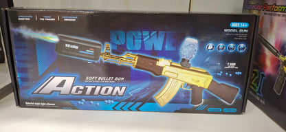 Golden Automatic Gel Ball Blaster Toy with Silencer – Water Bead Shooting Gun (AK47 Style)