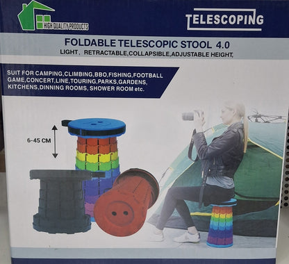 Foldable Telescopic Stool – Adjustable Height Portable Collapsible Seating Stool