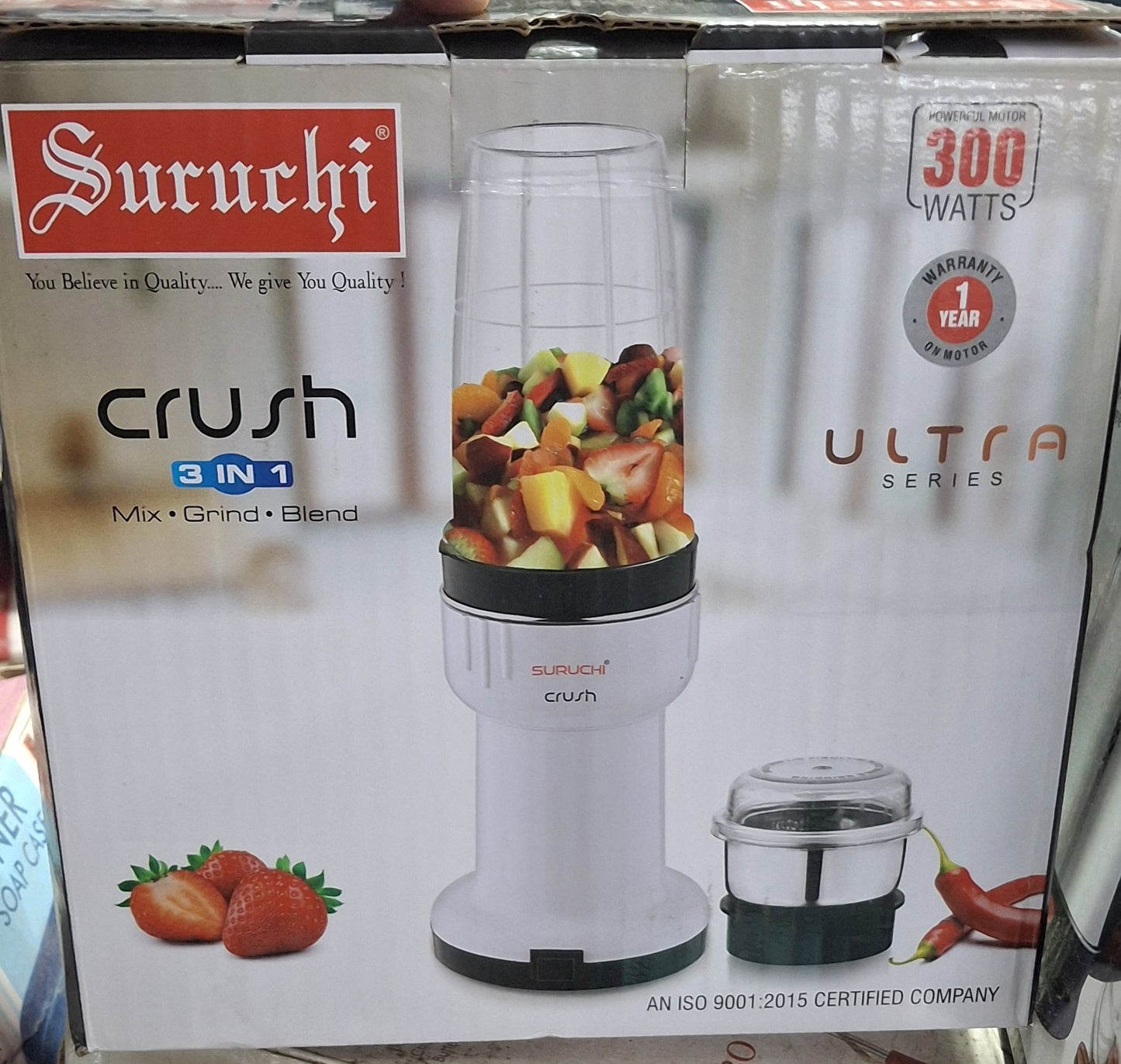 Suruchi Crush Ultra Series 3-in-1 Blender & Grinder – 300W Motor
