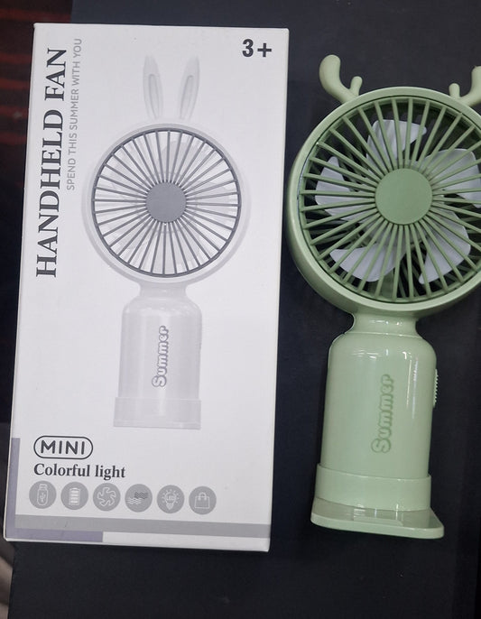 Portable Rechargeable Handheld Fan with LED Light – Mini Travel & Desk Fan