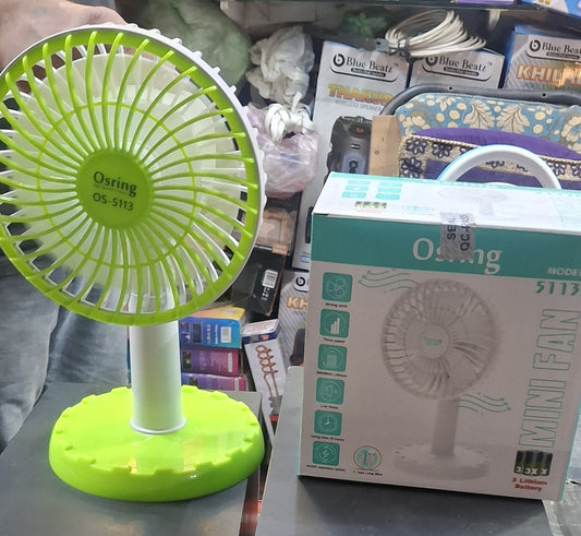Osring OS-5113 Rechargeable Desk Fan – 3-Speed Portable Fan with Type-C Charging