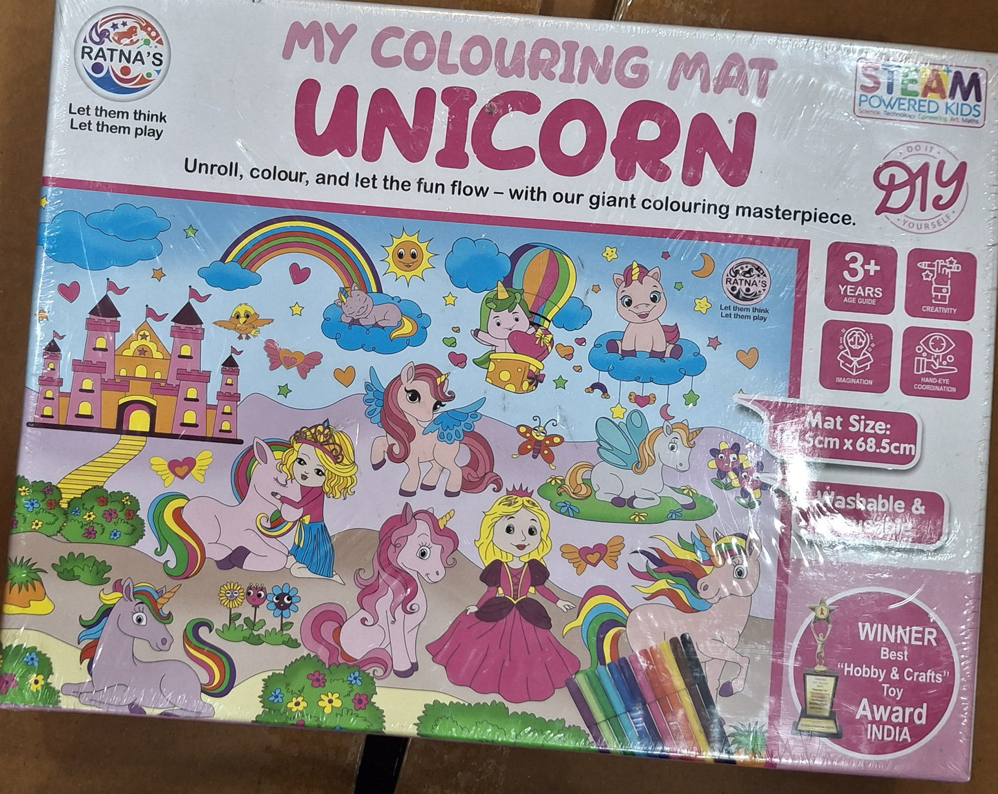 Ratna's My Colouring Mat (Unicorn Edition) – Reusable & Washable Educational Art Kit for Kids