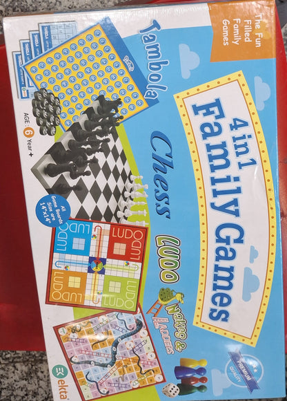 Ekta 4-in-1 Family Game Collection – Ludo, Snakes & Ladders, Brainvita, and Cricket