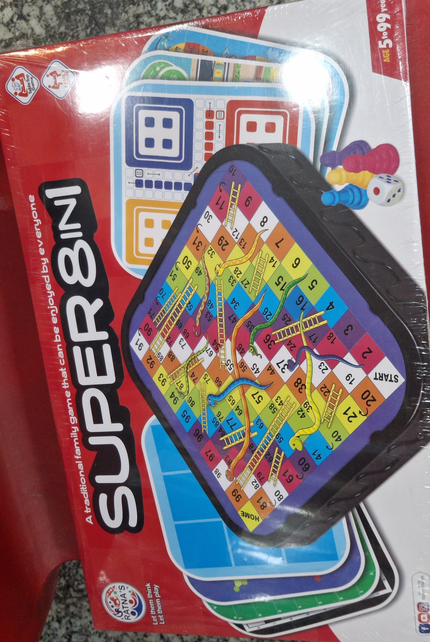 Ratna’s Super 8-in-1 Family Game Collection – Mega Multi-Game Set for Kids and Adults