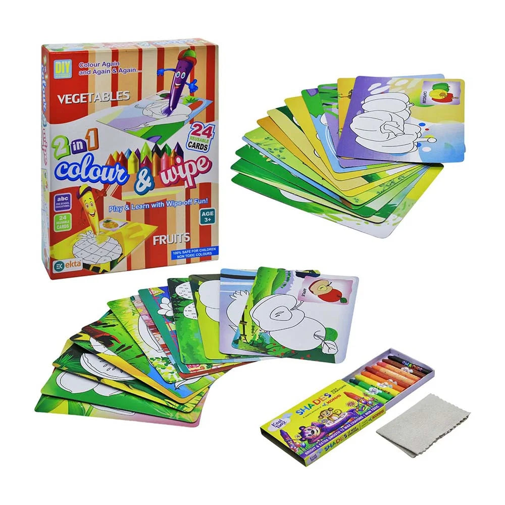Ekta 2-in-1 Colour and Wipe – Reusable Educational Activity Set for Kids