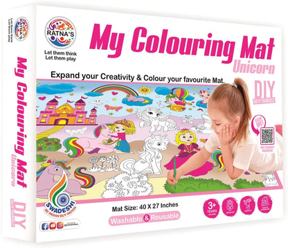 Ratna's My Colouring Mat (Unicorn Edition) – Reusable & Washable Educational Art Kit for Kids