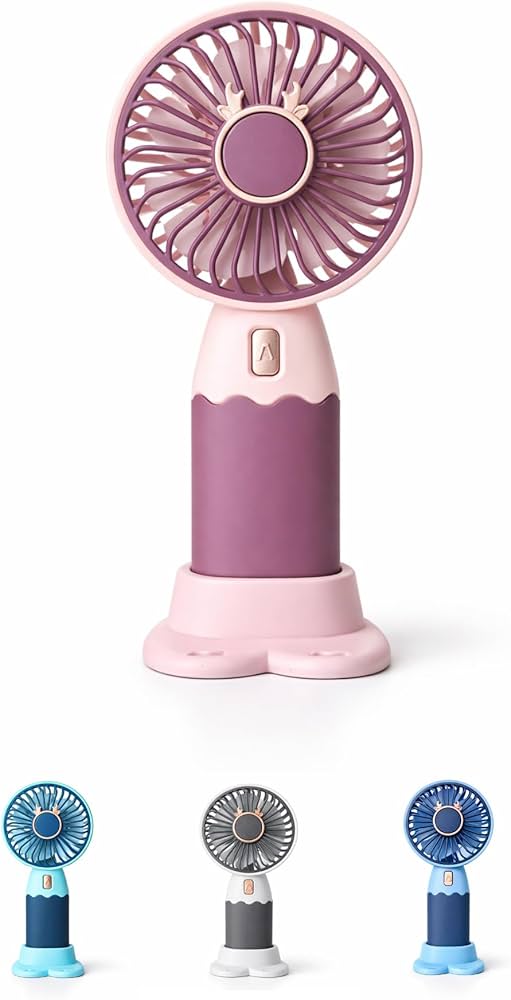 Rechargeable Mini Handheld Fan with Base Stand – Portable USB Cooling Fan
