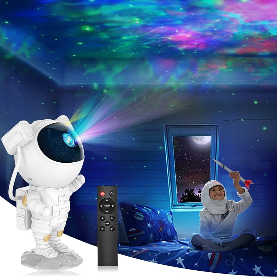 Galaxy Astronaut Star Projector Lamp with Remote & 360° Nebula Effect