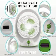 Sosmai 6-Inch Rechargeable Table Fan with LED Ring Light – Portable Desk Fan