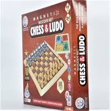 Ratna's Magnetic Wooden Art 2-in-1 Chess and Ludo – Premium Travel-Friendly Board Game