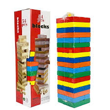 Premium Colorful Wooden Tumble Tower – 54 Pcs Rainbow Stacking Blocks for Kids & Adults