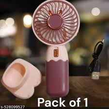 Rechargeable Mini Handheld Fan with Base Stand – Portable USB Cooling Fan