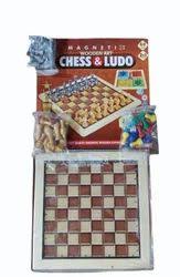 Ratna's Magnetic Wooden Art 2-in-1 Chess and Ludo – Premium Travel-Friendly Board Game