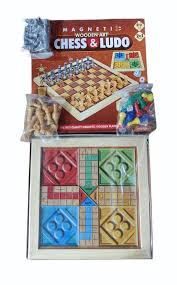 Ratna's Magnetic Wooden Art 2-in-1 Chess and Ludo – Premium Travel-Friendly Board Game