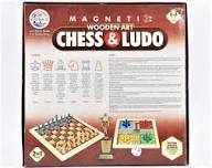 Ratna's Magnetic Wooden Art 2-in-1 Chess and Ludo – Premium Travel-Friendly Board Game